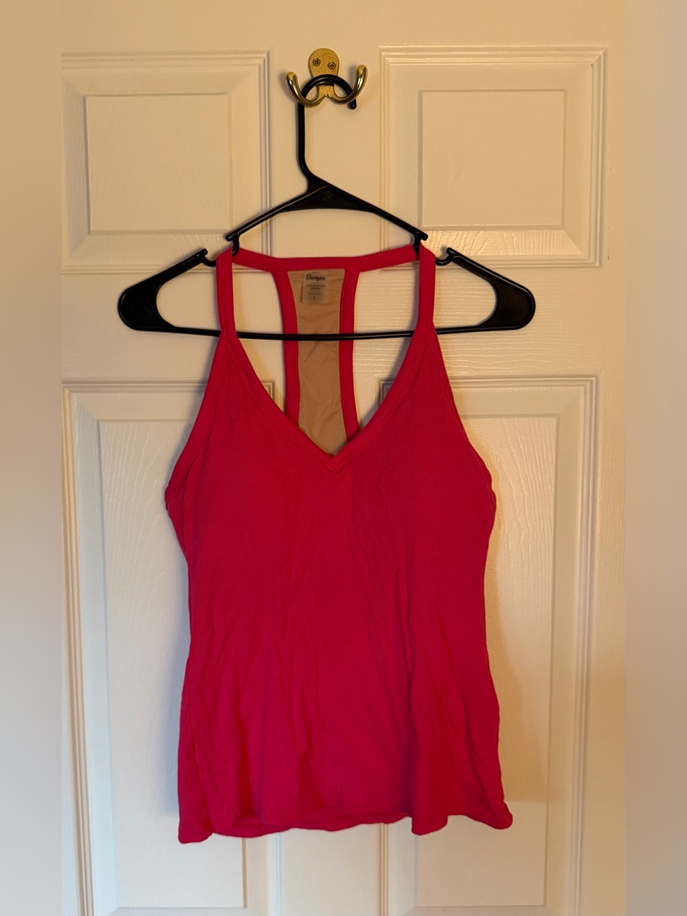 Sleeveless Ribbed V-Neck Tank Top - Hot Pink - Picture 2 of 4